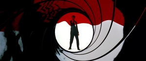 Pierce Brosnan in the gun barrel logo from 'GoldenEye'. Finally Daniel Craig got to have this open one of his 007 movies. 